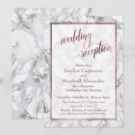 Invitación Recepción de Boda Caligrafía Mármol Oro Rosa