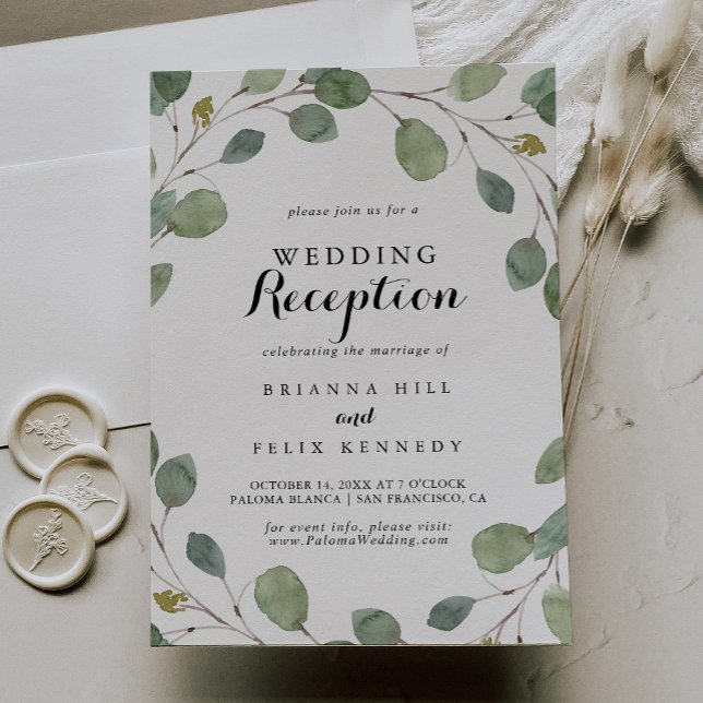 Invitación Recepción de Boda Caligrafía Verde Eucalipto (Subido por el creador)