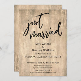 Invitación Recepción de Boda Casada Recién en Madera Marrón R