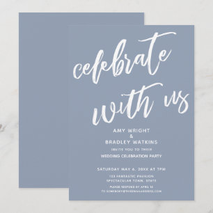 Invitación Recepción de Boda Celebra con Nosotros Dusty Blue
