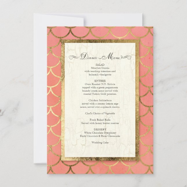 Invitación Recepción de boda Cena formal Art Deco Shell (Anverso)