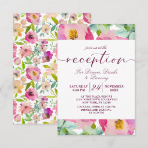 Invitación Recepción de Boda Chic Floral Rosa Florecida