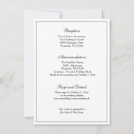 Invitación Recepción de Boda Clásica Elegante en Negro y Blan