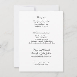 Invitación Recepción de Boda Clásica Elegante en Negro y Blan