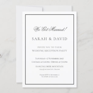 Invitación Recepción de boda clásica en blanco y negro