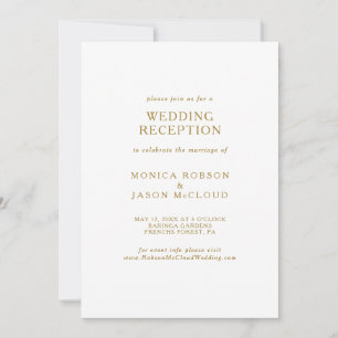 Invitación Recepción de Boda Clásica Minimalista de Oro