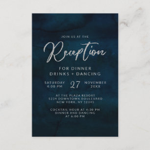 Invitación Recepción de Boda con Acuarela de Azul Oscuro Lust