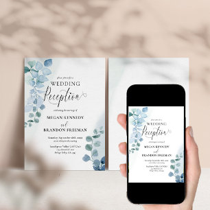 Invitación Recepción de Boda con Acuarela de Eucalipto Polvor