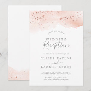 Invitación Recepción de Boda con Acuarela de Oro Rosa