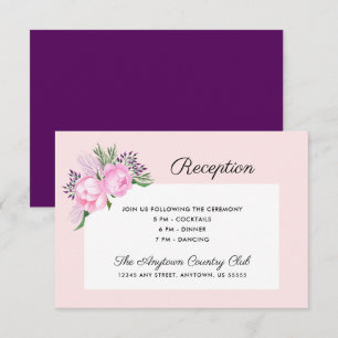 Invitación Recepción de Boda con Acuarela de Peonías Rosadas