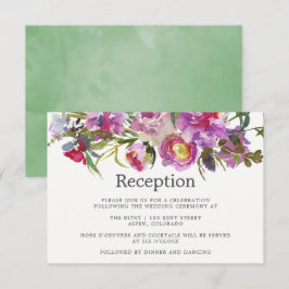 Invitación Recepción de Boda con Acuarela de Peonías Rosadas 