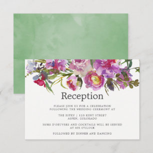 Invitación Recepción de Boda con Acuarela de Peonías Rosadas 