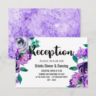 Invitación Recepción de Boda con Acuarela Floral Verde Menta 
