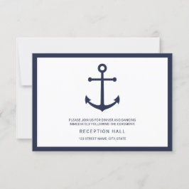 Invitación Recepción de Boda con Ancla Azul Marítimo
