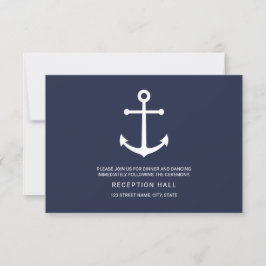 Invitación Recepción de Boda con Ancla Azul Marítimo