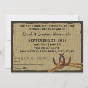 Invitación Recepción de boda con BBQ de herraduras y cuerda