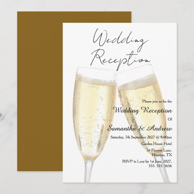 Invitación Recepción de Boda con Brindis de Champán (Anverso / Reverso)