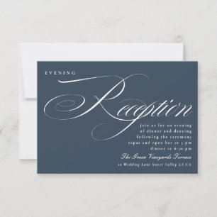 Invitación Recepción de Boda con Caligrafía Azul Marino Elega