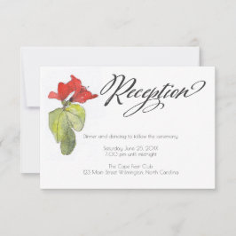 Invitación Recepción de Boda con Caligrafía de Flores Rojas