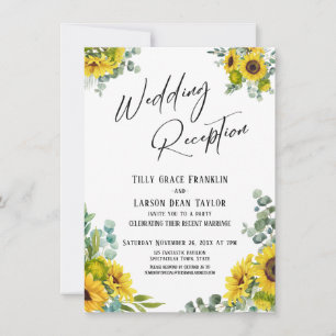 Invitación Recepción de Boda con Caligrafía de Girasoles de E
