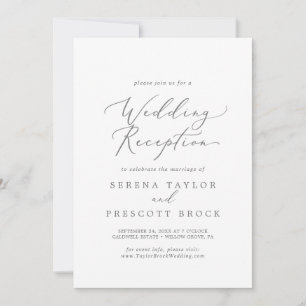 Invitación Recepción de Boda con Caligrafía de Plata Delicada