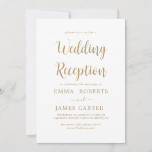 Invitación Recepción de Boda con Caligrafía Dorada Delicada