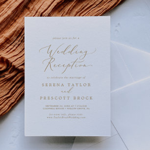 Invitación Recepción de Boda con Caligrafía Dorada Delicada