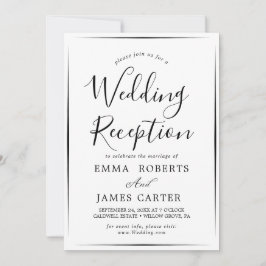 Invitación Recepción de Boda con Caligrafía Negra Delicada