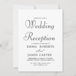 Invitación Recepción de Boda con Caligrafía Negra Delicada