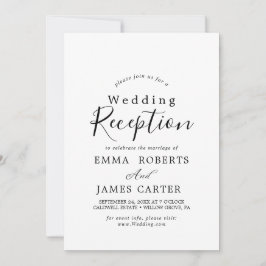 Invitación Recepción de Boda con Caligrafía Negra Delicada
