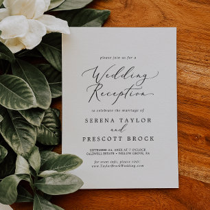 Invitación Recepción de Boda con Caligrafía Negra Delicada