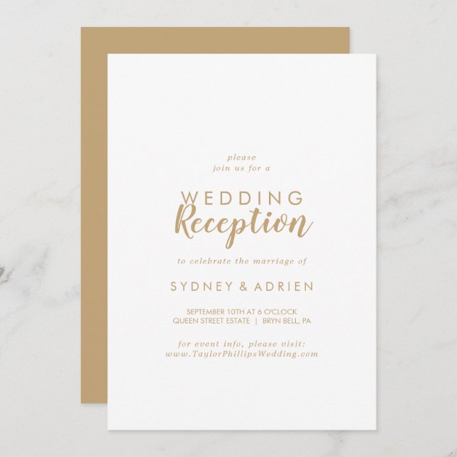 Invitación Recepción de Boda con Caligrafía Simple | Fondo Do (Anverso / Reverso)
