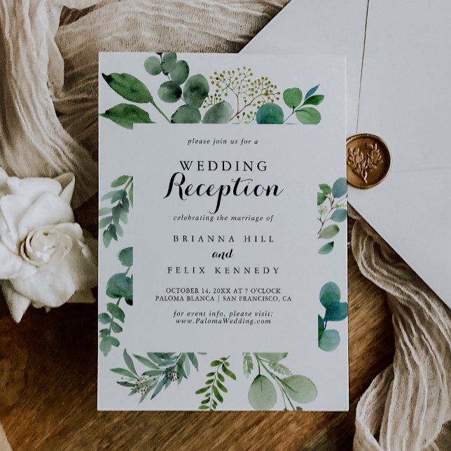 Invitación Recepción de Boda con Caligrafía y Eucalipto Verde (Subido por el creador)