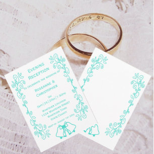 Invitación Recepción de Boda con Campanas y Trabajo de Rollo