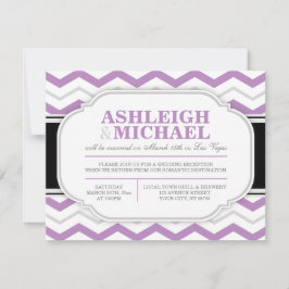 Invitación Recepción de Boda con Chevron Gris y Morado SOLAME