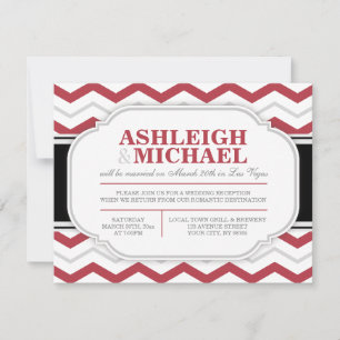 Invitación Recepción de Boda con Chevron Gris y Rojo SOLAMENT