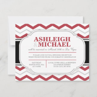 Invitación Recepción de Boda con Chevron Gris y Rojo SOLAMENT