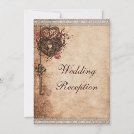 Invitación Recepción de Boda con Corazones Antiguos con Cerra