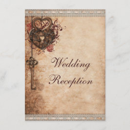 Invitación Recepción de Boda con Corazones Antiguos con Cerra