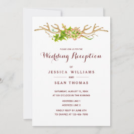 Invitación Recepción de boda con cuernos rústicos y flores si