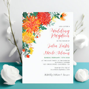 Invitación Recepción de Boda con Dalias Amarillas Suaves de P