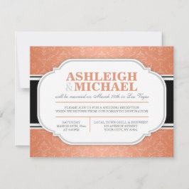 Invitación Recepción de Boda con Damasco Gris y Naranja SOLAM