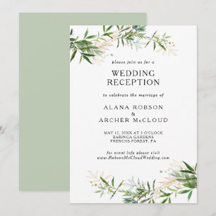 Invitación Recepción de Boda con Elegante Verdor de Olivo