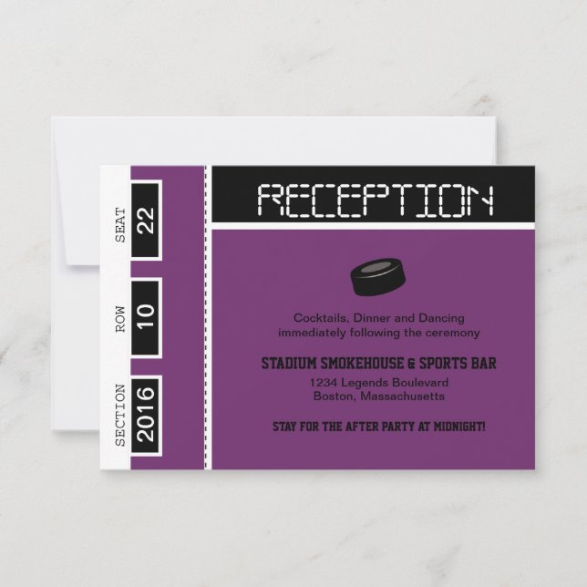 Invitación Recepción de Boda con Entradas de Hockey (Anverso)