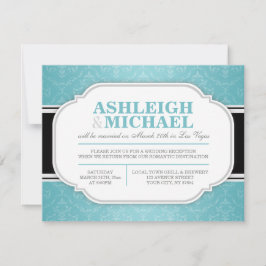 Invitación Recepción de Boda con Estampado de Damasco Gris y 