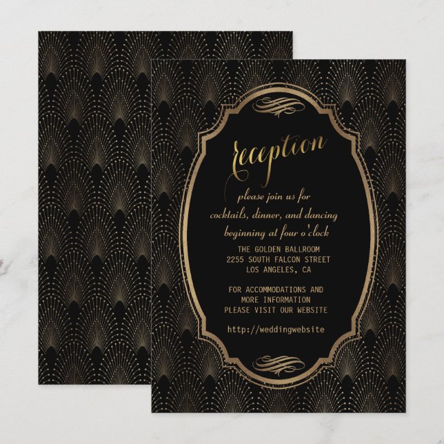 Invitación Recepción de Boda con Estilo Art Déco Encantador d (Anverso / Reverso)