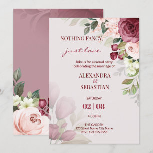 Invitación Recepción de boda con flores de acuarela