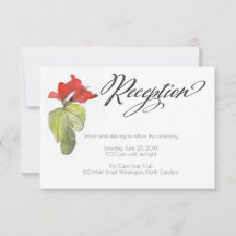 Recepción de Boda con Flores Rojas Caligrafía Scri