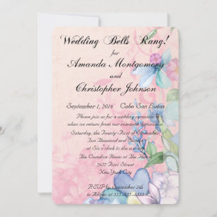 Invitación Recepción de Boda con Flores Silvestres Rosadas y 