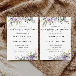 Invitación Recepción de Boda con Flores Violetas Románticas